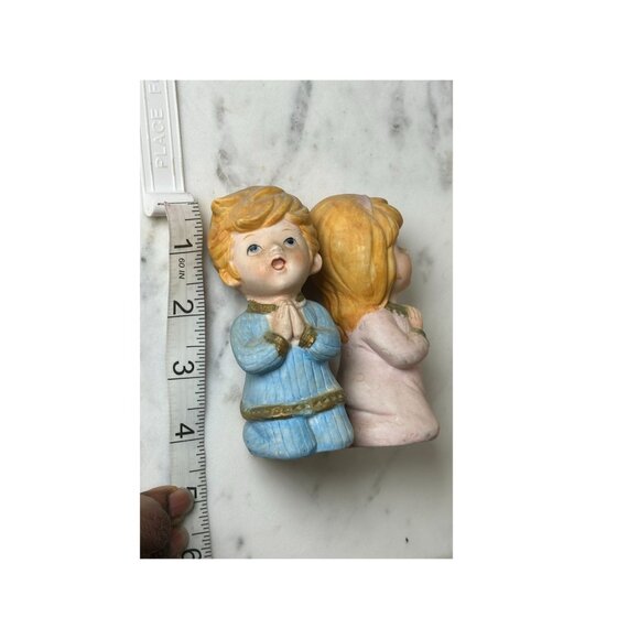 Vintage Praying Children & Angel Figurine Set – Christmas Nativity Display, Cera - Picture 8 of 8